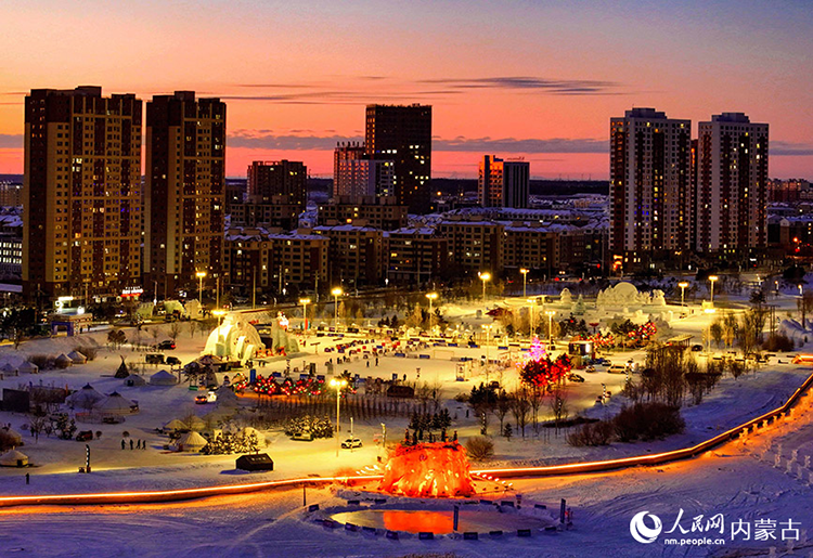 2024年12月20日拍攝的呼倫貝爾市城市越野滑雪公園景色（無人機照片）。王正攝