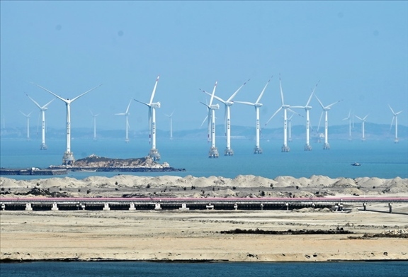 2021年3月9日，三峽福清興化灣海上風電場。新華社記者 林善傳 攝