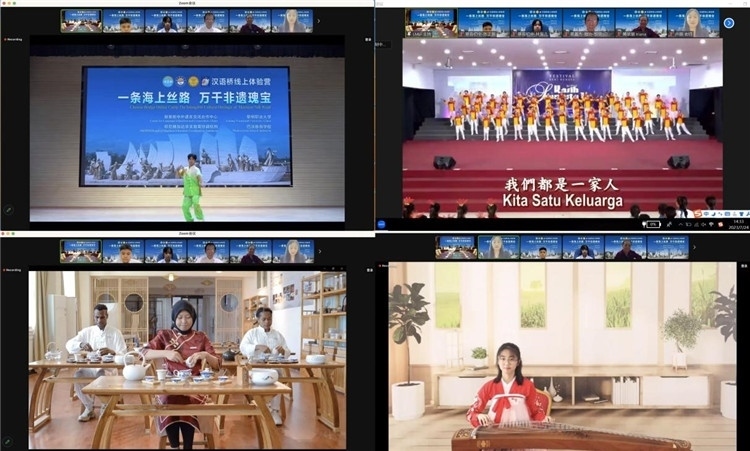 圖為開(kāi)營(yíng)儀式上兩國(guó)營(yíng)員表演精彩節(jié)目。黎明職業(yè)大學(xué)供圖