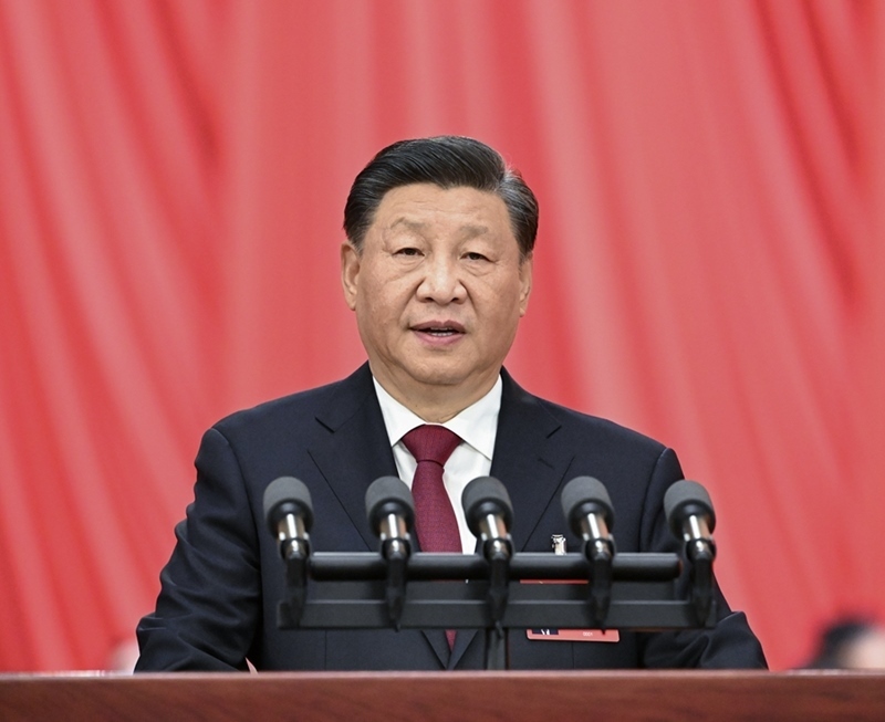 2022年10月16日，習近平在中國共產黨第二十次全國代表大會上作報告。