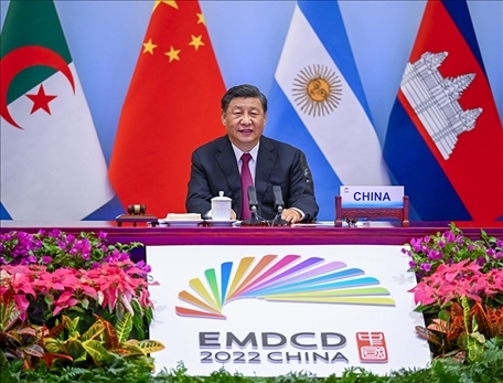 2022年6月24日晚，國家主席習(xí)近平在北京以視頻方式主持全球發(fā)展高層對話會并發(fā)表重要講話。