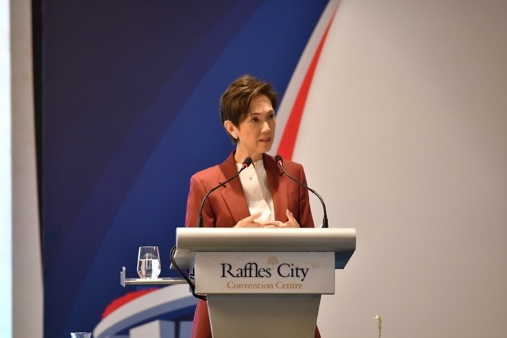 新加坡通訊及新聞部長兼內(nèi)政部第二部長楊莉明。新加坡南洋理工大學(xué)供圖