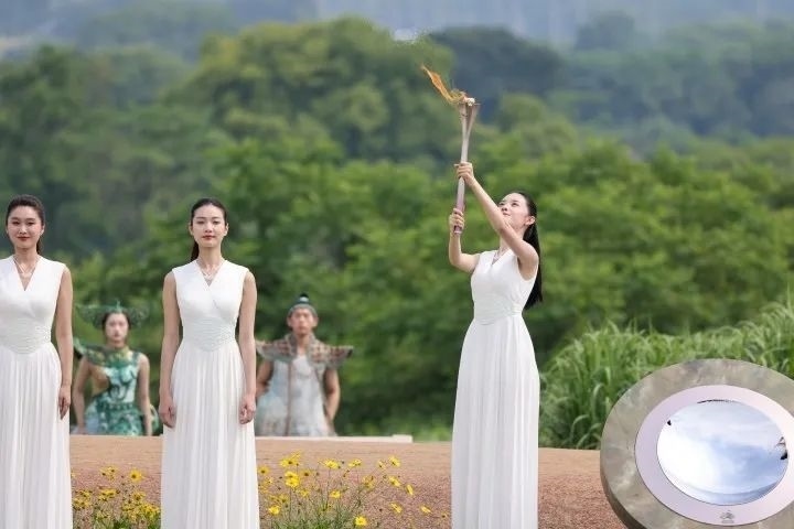 杭州亞運會火種在良渚成功采集。記者 呂之遙 攝