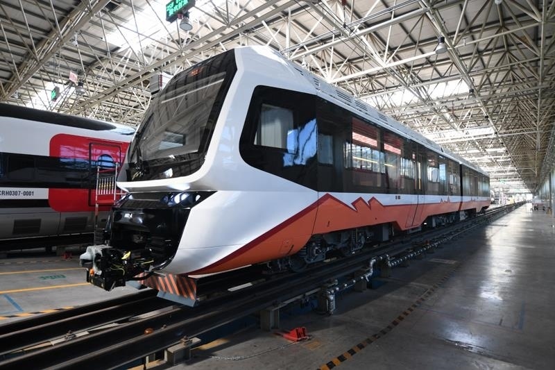 △2023年6月6日，中國中車出口阿根廷新能源輕軌車輛首列車在中車唐山公司下線。