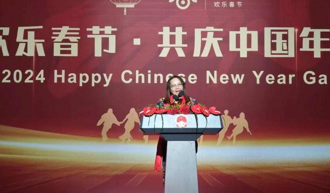 南非旅游部長德利萊女士致辭。中國駐南非大使館供圖