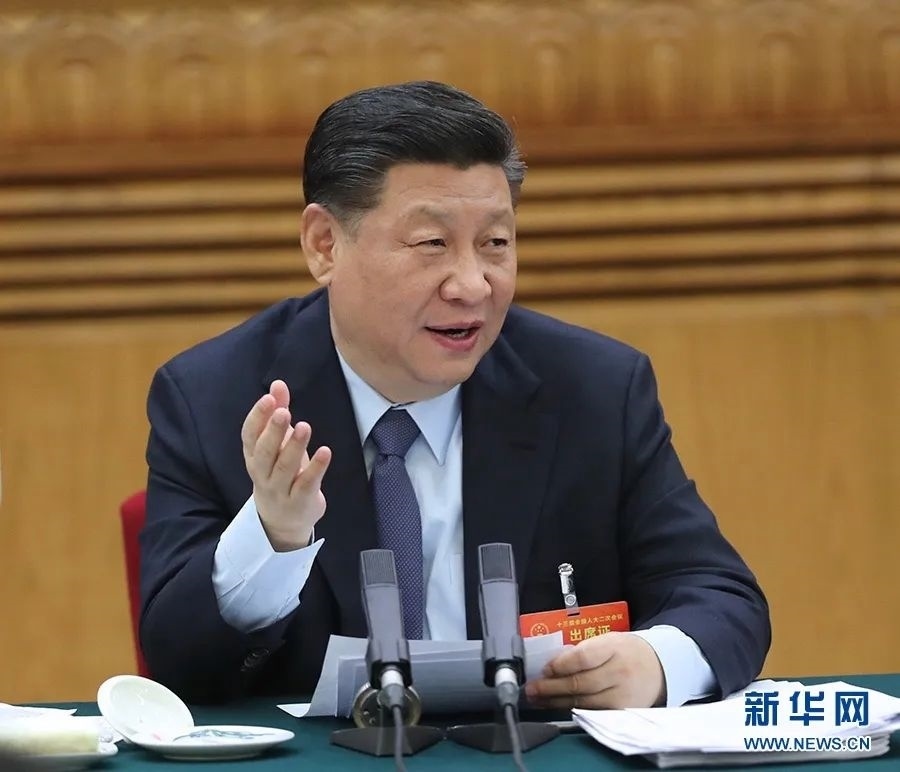 2019年3月7日，習(xí)近平參加十三屆全國(guó)人大二次會(huì)議甘肅代表團(tuán)的審議。新華社記者 鞠鵬 攝