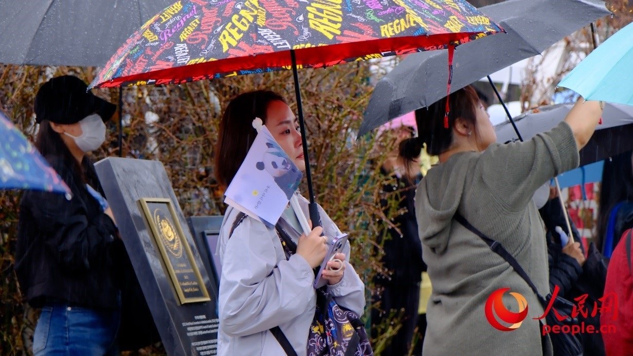 粉絲注視“福寶”車輛，滿眼不舍。 人民網(wǎng) 李帆攝