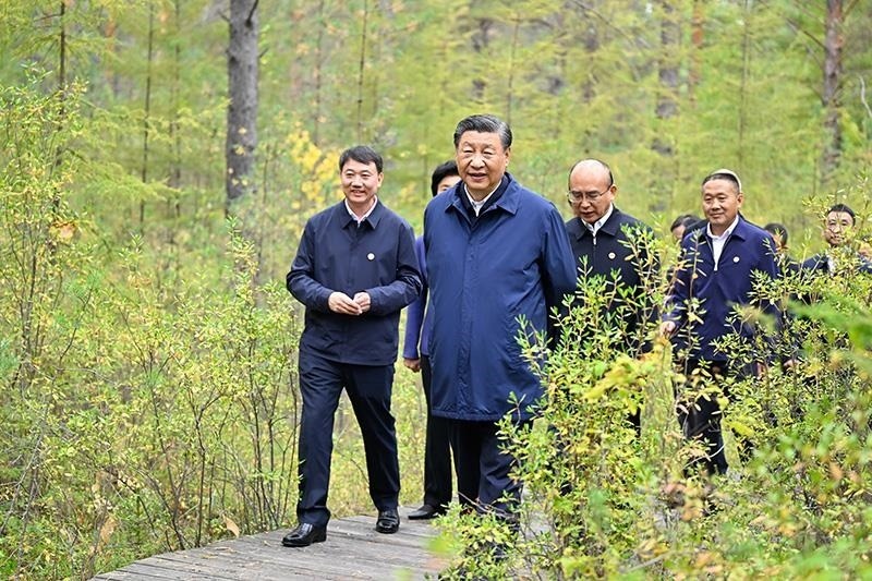 △2023年9月6日，習(xí)近平總書記在大興安嶺地區(qū)漠河市漠河林場自然林區(qū)考察。