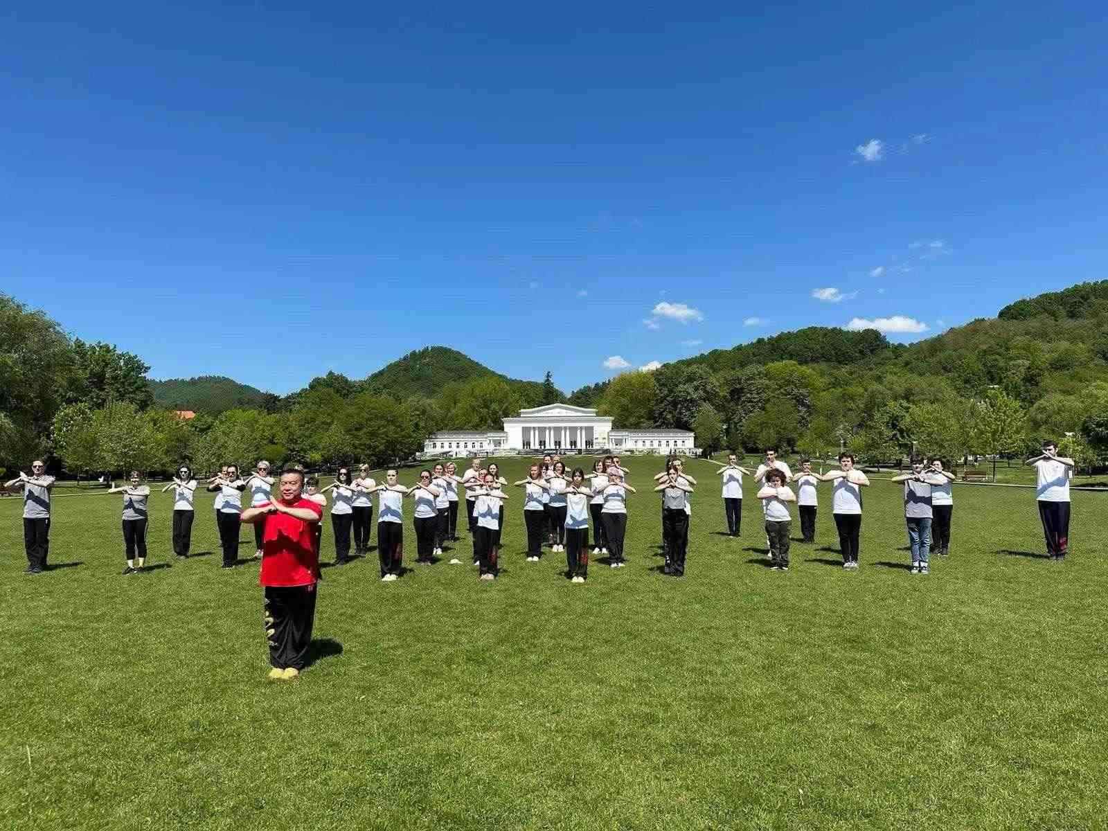 北京體育大學(xué)教授武冬帶領(lǐng)學(xué)員進(jìn)行太極拳演練。布加勒斯特中國(guó)文化中心供圖