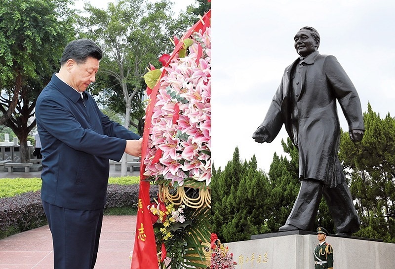 2020年10月14日，深圳經(jīng)濟(jì)特區(qū)建立40周年慶祝大會(huì)在廣東省深圳市隆重舉行。中共中央總書記、國家主席、中央軍委主席習(xí)近平在會(huì)上發(fā)表重要講話。這是當(dāng)天下午，習(xí)近平來到蓮花山公園，向鄧小平同志銅像敬獻(xiàn)花籃。 新華社記者 王曄/攝