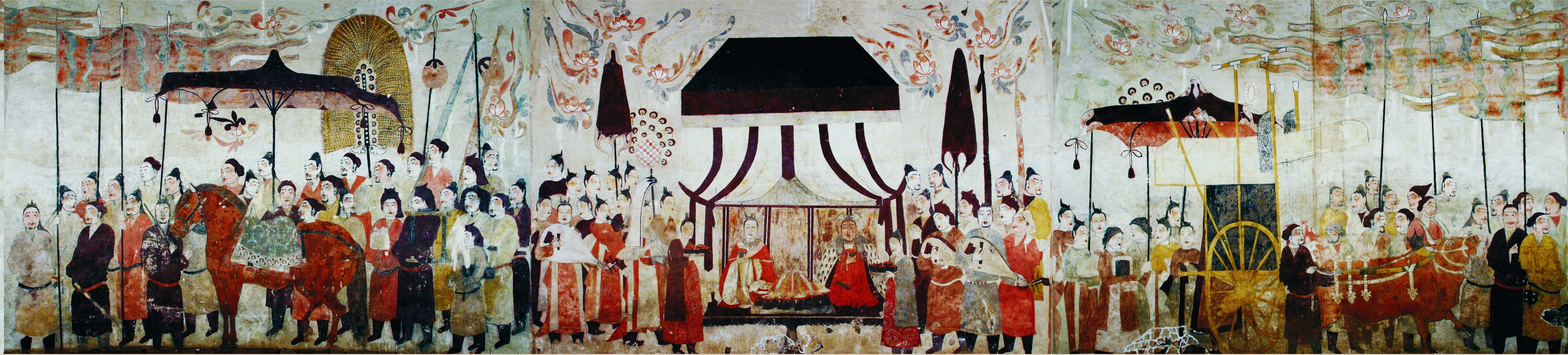 這是徐顯秀墓室壁畫展開圖。太原北齊壁畫博物館供圖