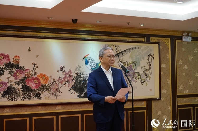 創(chuàng)價學(xué)會會長原田稔致辭。