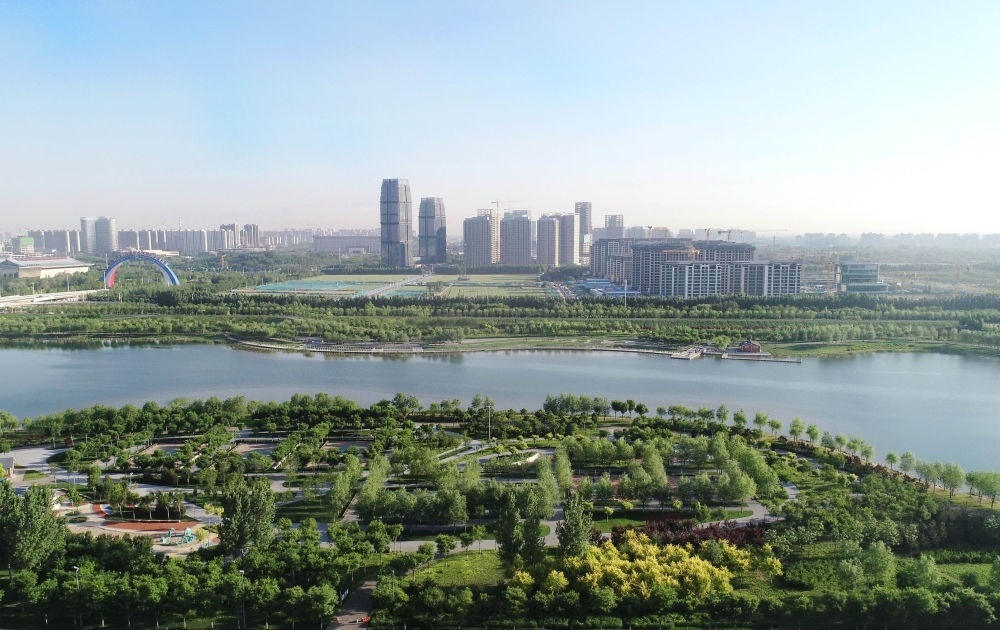 石家莊市滹沱河景色（2022年5月16日攝，無人機照片）。新華社記者 楊世堯 攝
