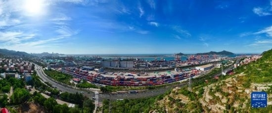 這是6月26日拍攝的中哈連云港物流合作基地（無人機照片）。新華社記者 季春鵬 攝