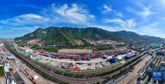 這是6月26日拍攝的中哈連云港物流合作基地（無人機照片）。新華社記者 季春鵬 攝
