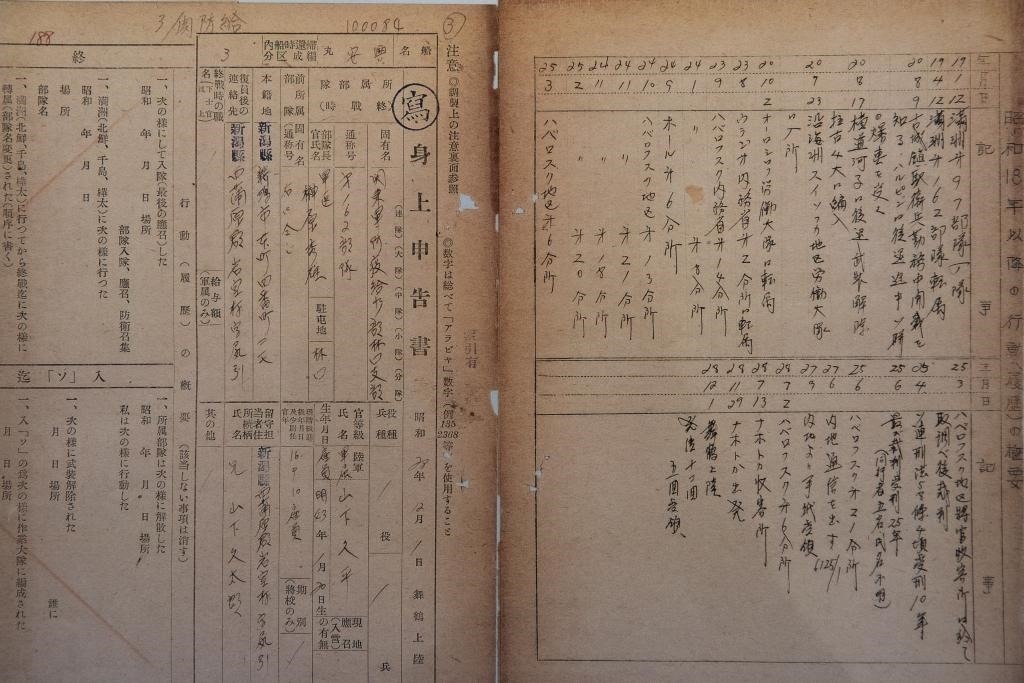 這是7月5日在侵華日軍第七三一部隊罪證陳列館拍攝的731部隊林口162支部《身上申告書》（影印件）。新華社記者 張濤 攝