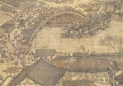 中國畫《清明上河圖》（局部），作者為北宋張擇端。 故宮博物院藏
