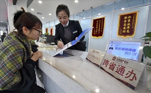 2024年3月25日，北京大興區(qū)，工作人員為群眾辦理跨省政務(wù)事宜。