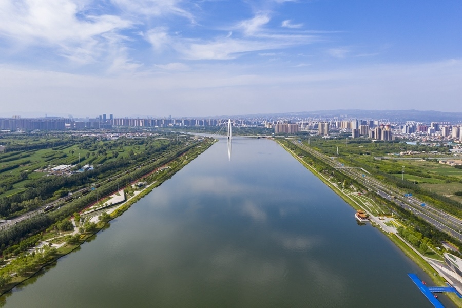這是2023年6月27日在山西省太原市拍攝的汾河（無人機(jī)照片）。新華社記者 楊晨光 攝