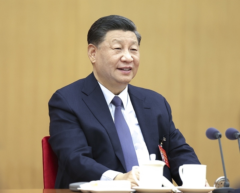 2022年10月17日，習(xí)近平同志參加黨的二十大廣西代表團(tuán)討論。