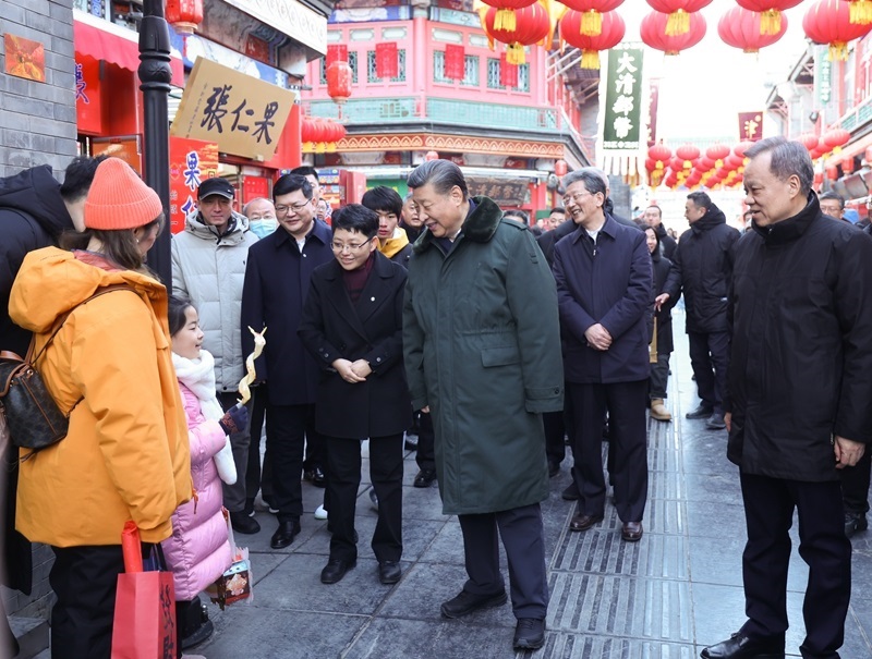 2024年2月1日，習近平總書記在天津古文化街考察。