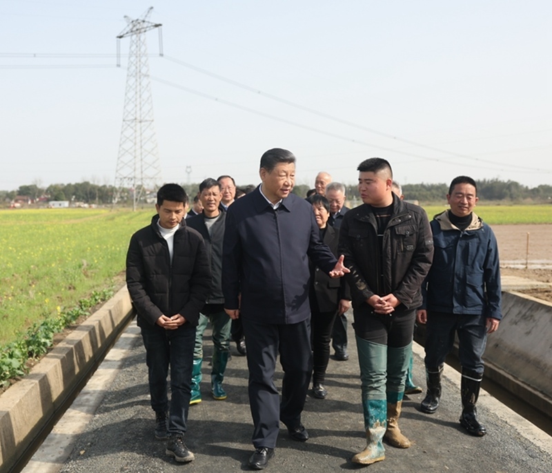 2024年3月19日，習近平總書記在湖南常德港中坪村考察。
