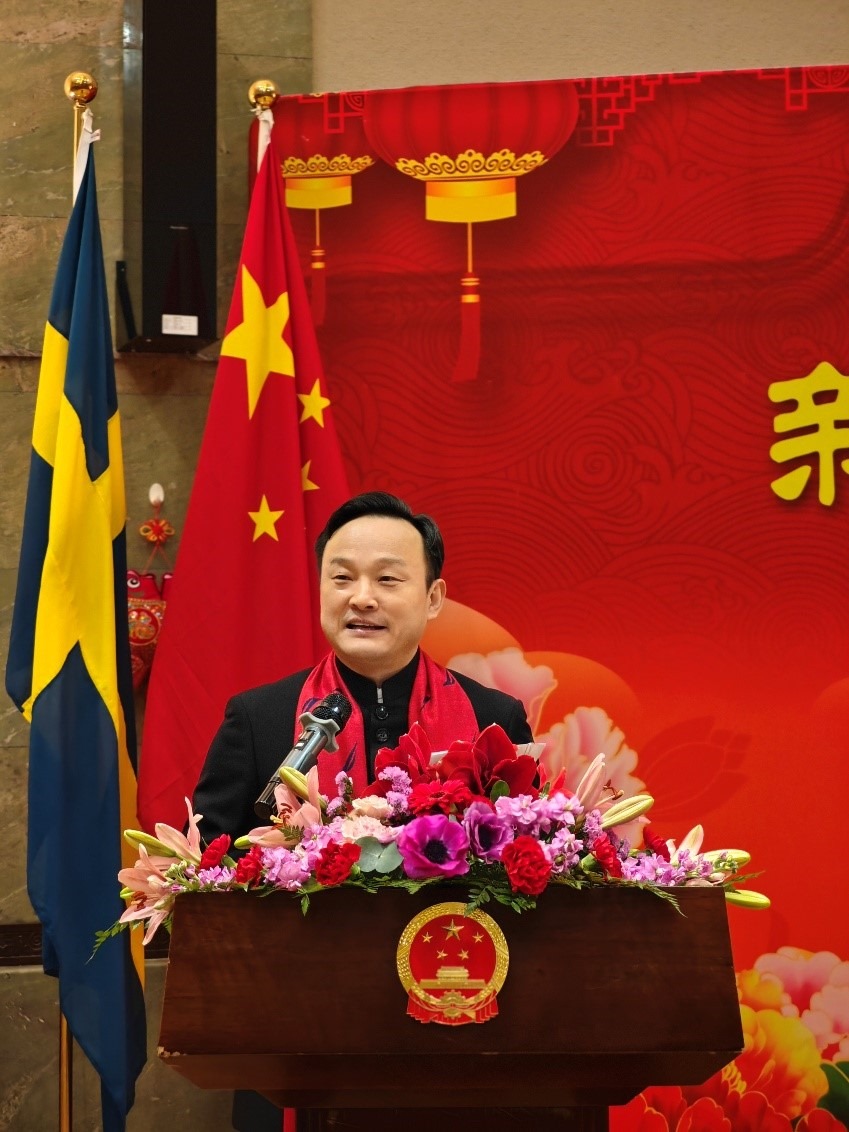 中國(guó)駐哥德堡總領(lǐng)事楊培棟致辭。中國(guó)駐哥德堡總領(lǐng)館供圖