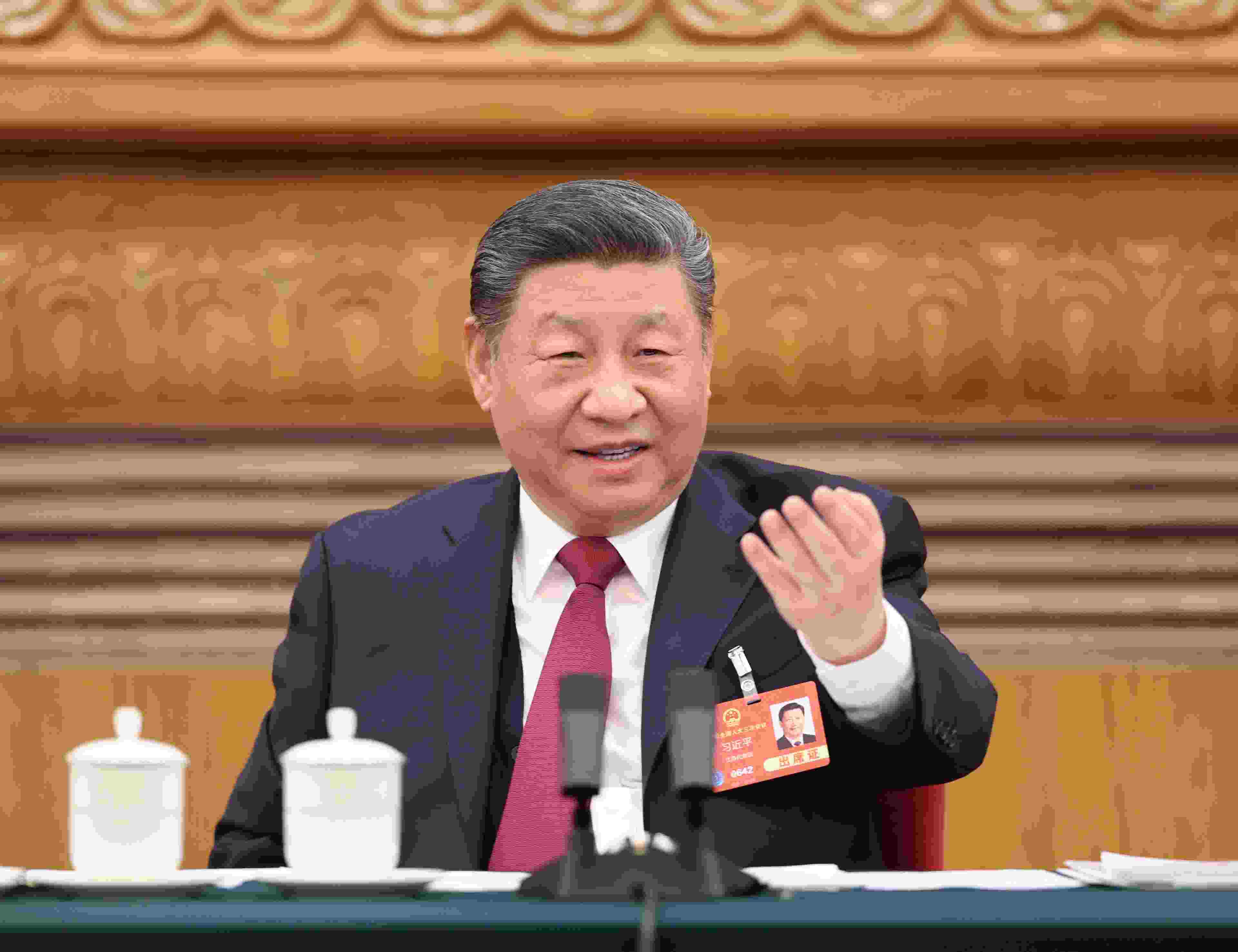 △3月5日下午，中共中央總書記、國(guó)家主席、中央軍委主席習(xí)近平參加他所在的十四屆全國(guó)人大三次會(huì)議江蘇代表團(tuán)審議。