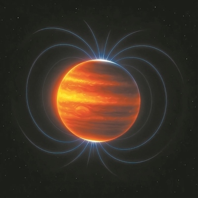 木星磁場（藝術(shù)圖）。圖片來源：物理學(xué)家組織網(wǎng)